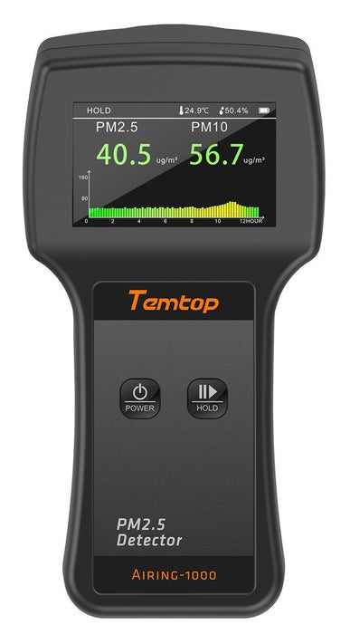 Temtop Air Quality Monitor Real Time Display High Accuracy PM2.5/PM10 Detector with Temperature Humidity Display, Heavy Duty Engineer Professional Level Airing-1000【3 Years Warranty】 - Elitech UK