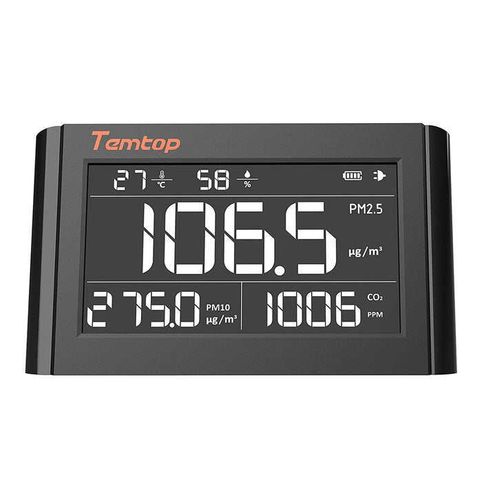 Temtop P1000 Air Quality Monitor (PM2.5 PM10 CO2 Temperature Humidity) - Elitech UK