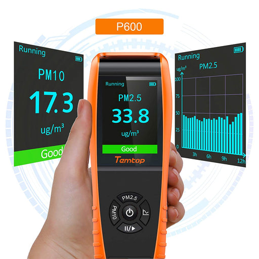 Temtop P600 Air Quality Monitor Portable PM2.5 PM10 Detector LCD TFT Color Display - Elitech UK